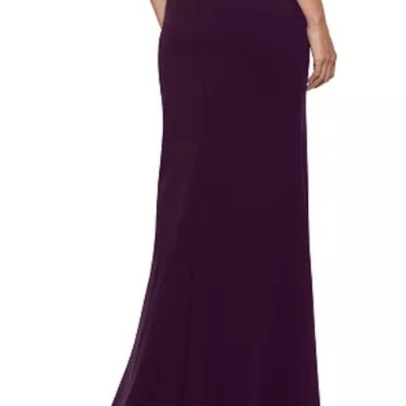 Purple Ruffled Ruched Gown, Petite Length - Picture 2 of 3